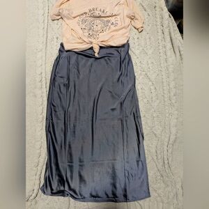 High waisted Satin Midi Slip skirt